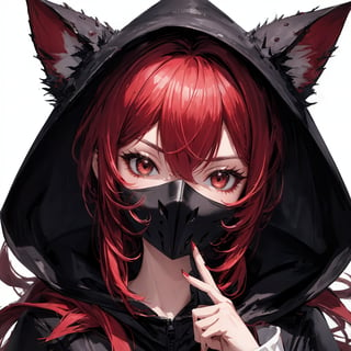 sharp teeth, High resolution, retouching, sharp smile on the mask, red hair, cara perfecta,anime,h4l0w3n5l0w5tyl3DonML1gh7,JessicaWaifu, gek,fangs,1face
