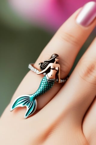 Wearing a ring on the finger,mermaid