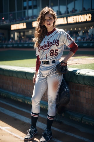 full body portrait of a (photorealistic beautiful woman), (spectating a baseball game:1.5), hands in pockets:1.25, staring at camera in front, intense coloration fantasy, light hair, random colored hair, random color eyes, full body, cover, Bar lighting,  complex, 8k resolution concept art portrait,  hyperrealistic cover photo 
 realistic, cinematic, real-life human,missionary,

1man, sex, pussy