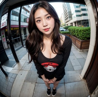 RAW full-body photo, (Fisheye View Effect: 1.2), view below,
18-year-old gravure model, perfect body, 1 girl, most beautiful Korean girl, daily look, Korean beauty model, beautiful girl, beautiful girl, big eyes, big eyes, smile, viewer, colorful urban background
RAW full-body photo, (Fisheye View Effect: 1.2), view