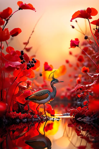 (Wildlife Photography by Alaa Al-Marjani and Luigi Veronesi:1.2), award winning,
environment occlusion,
(aesthetic of surrealism with translucent atmosphere:0.5),
distinctive pinnacle of creativity with precise details,
(poppyred and ruby colors:0.1),