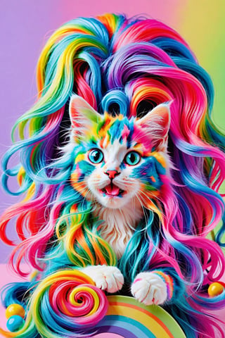 animal Cute kitten, long-haired, 7-colored hair cat, candy-colored body hair,Rainbow haired girl ,Colourful cat ,cat