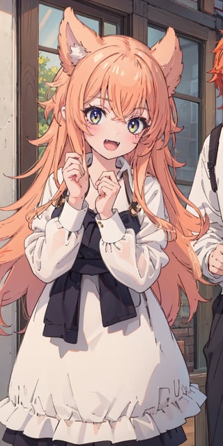 girl, ,fenrys, orange hair, cute_fangs