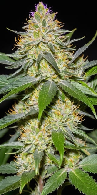  bundle of Rainbow Kush. The brightly colored strain, essential in any list of colored weed strains, adds a striking contrast to her serene appearance. She exudes an effortless beauty, with her fair skin and flowing hair framing the colorful marijuana buds in her hand.,AJ,applegate
