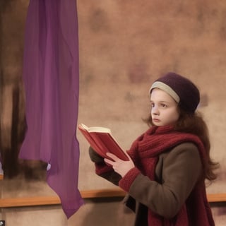 You can specify a prop related to the character she's rehearsing (e.g., a book, a scarf) to add depth to the scene.
You can describe the background subtly (e.g., a simple backdrop, a few props scattered around) to keep the focus on the young actress.