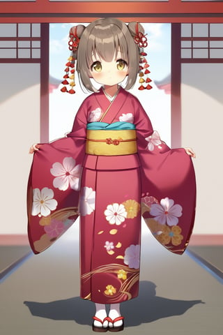 1girl,8 years old,loli, solo,kimono, japanese clothes,