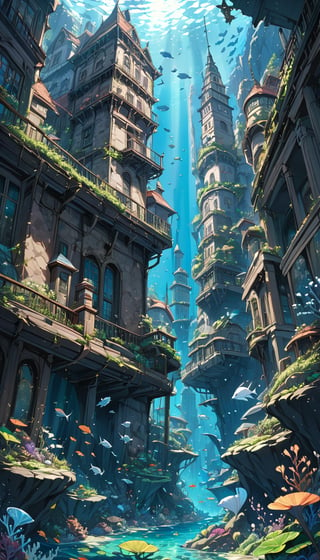 (best quality), ((masterpiece)), (highres), illustration, original, extremely detailed,
Underwater cityscape,mermaids, dnd