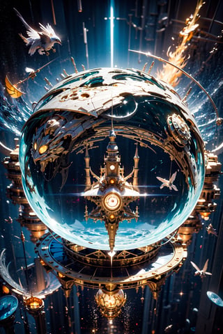 (spaceship,floating city),magic circle
