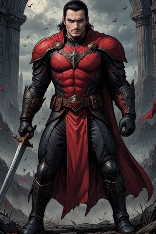 score_9, score_8_up, ultra sharp detail,comic book, looking at viewer
BREAK
full body image of a warrior with in red and black armor with sword sheathed at his side in the style of Dracula Untold,<lora:659095807385103906:1.0>