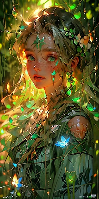 (concept art) 
Beautiful painting of an Irish girl with icy green eyes, and long wavy hair. beautiful smile, face blush, and freckles. nature-inspired, abstract Romantic Magical Atmosphere. scenery, CuteStyle, bright and harmonious background.
in the style of Nicola Samori.  (by james jean $,  roby dwi antono $,  ross tran $. francis bacon $,  michal mraz $,  adrian ghenie $,  petra cortright $,  gerhard richter $,  takato yamamoto $,  ashley wood $),post-Impressionist,perfect light,FFIXBG,fancy light