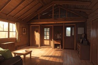 cabin house, outside, forest, dutch angle, masterpiece, best quality, highres, very aesthetic