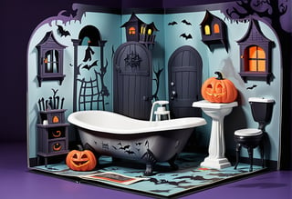Pop-up book (bathroom in a haunted house),halloween