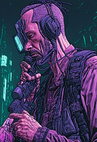 (?!-Panel Comic) Tortured by Heinz Edelmann (cyberpunk), Art Station, Bande Dessinée story transcription, full color,vector,APEX colourful 