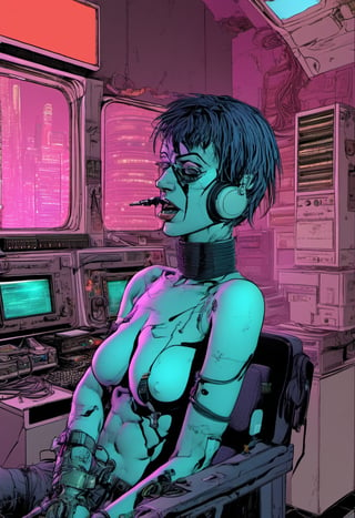 (?!-Panel Comic) Tortured by Heinz Edelmann (cyberpunk), Art Station, Bande Dessinée story transcription, full color,vector