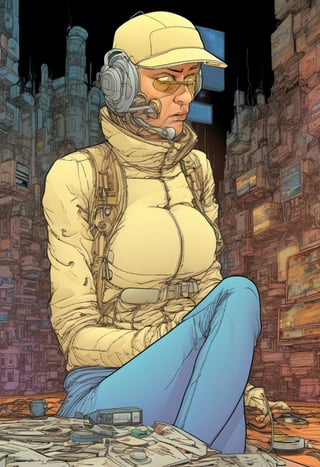 (?!-Panel Comic) Tortured by MOEBIUS (cyberpunk), Art Station, Bande Dessinée story transcription, full color,vector