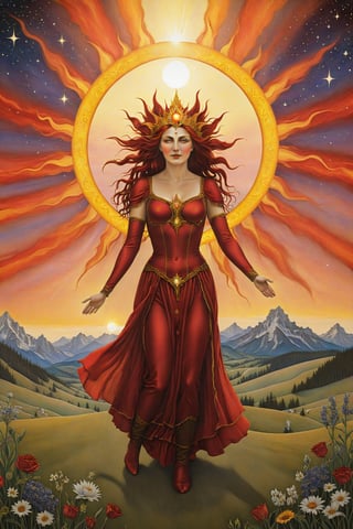 The Sun card of tarot,artfrahm,visionary art style