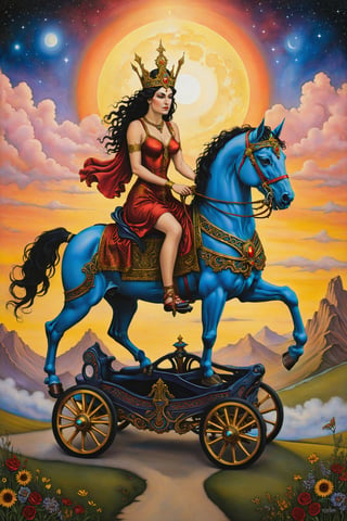 The Chariot card of tarot,artfrahm,visionary art style