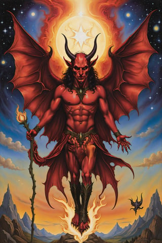 The Devil card of tarot,artfrahm,visionary art style
