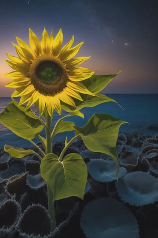 Lunar Sunflower of the Endless Night: Slowly turning towards the moonlight, this sea sunflower radiates a silvery glow that illuminates the seabed during endless nights.