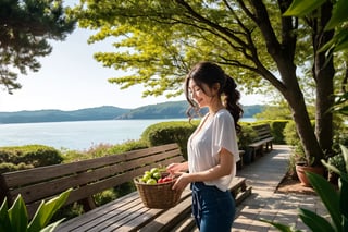 Here are the 13 images of the 23-year-old AI female character:

**1. Park**
A warm sun casts a gentle glow on the character's long blonde hair as she smiles and waves from a picturesque park bench, wearing casual jeans and a t-shirt. The lush greenery surrounds her, with vibrant flowers and trees creating a lively atmosphere.

**2. Beach**
The character poses playfully with a beach ball at sunset, her blue eyes sparkling in the golden light. She wears a swimsuit, and the ocean waves gently lap at her feet as seagulls soar overhead.

**3. Cafe**
Inside a cozy cafe, the character sips coffee while lost in thought, dressed in a blouse and jeans. The warm lighting from the lamps casts a soft glow on her features, with a subtle steam rising from her cup.

**4. Home**
In a comfortable living room, the character sits on a plush sofa, wearing loungewear, with a content expression on her face. Soft cushions and a cozy throw blanket surround her, as a window lets in a gentle stream of sunlight.

**5. City Park**
Early morning sunlight illuminates the character jogging in a city park, dressed in athletic wear. She looks focused and determined as she runs along a scenic path, with buildings and trees creating a urban background.

**6. Grocery Store**
The character holds a shopping basket and looks surprised while browsing produce at a bustling grocery store. She wears casual attire, with colorful fruits and vegetables on display around her.

**7. Kitchen**
In a modern kitchen, the character wears an apron and concentrates on chopping vegetables, surrounded by cooking utensils and appliances. Soft lighting from above highlights her features as she works efficiently.

**8. Business Meeting**
A professional setting: the character sits at a table in a conference room, dressed in formal attire, with a serious expression on her face. A projector screen looms behind her, as colleagues gather around the table.

**9. Hiking Trail**
The character enjoys the breathtaking scenery from a mountain trail, wearing outdoor gear and sporting a smile. The sun casts a warm glow on her features as she gazes out at the majestic landscape.

**10. Formal Event**
At a glamorous event, the character poses confidently for a photo shoot, dressed in an elegant evening gown. A red carpet stretches before her, with a luxurious backdrop of gold and velvet.

**11. Spa**
The character relaxes in a spa robe, receiving a soothing treatment at a serene oasis. Soft lighting and gentle music create a calming atmosphere as she indulges in pampering.

**12. Backyard**
In a sunny backyard, the character plays with a dog, laughing and throwing a ball while wearing casual clothes. Vibrant flowers and lush greenery surround her, as children's laughter echoes in the distance.

**13. Yoga Park**
The character meditates in a peaceful park setting, dressed in yoga attire, surrounded by serene nature. A tranquil lake glimmers in the background, with birds singing sweet melodies.