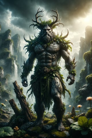epic god of  the nature  full body, epic mistic composition