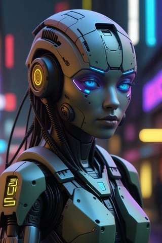 cyberpunk nousr military female robot, stealth, neon lights, character design, hard surface, smooth detailed face, highly detailed, intricate details, symmetrical, real time, vfx, volumetric lighting, ambient light, 3d digital, uhd, hdr,digital artwork by Beksinski