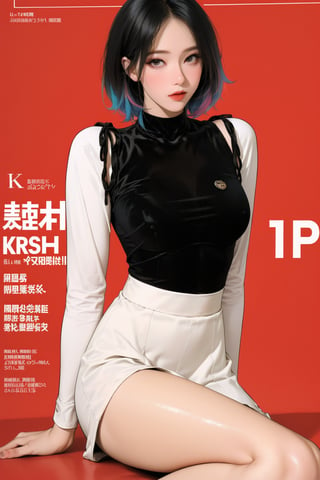 lust, mature, 1girl, thigh up body, looking at viewer, intricate clothes, shiny, professional lighting, different hairstyle, coloful, magazine cover, 2D manga artstyle, shuhua,kn