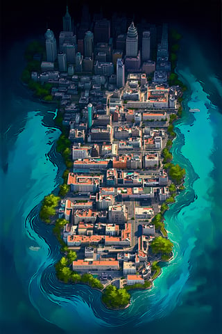 dark mais 1960s style    clear waters   Zaniya   an aerial view of a city  TTRPG city map showing the full city ,  fantasy art  by senior environment artist,  beautiful fantasy map As our eyes won't adhere to intuitive lines   Ironclad warrior spirit   4k digital painting of a pokemonart by piperdraws  cryptid creations by Piper Thibodeau incredible composition 