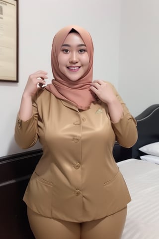 Prompt: indonesian woman wearing hijab pns, chubby face, beautiful woman, big breast, curvy body, nude, chubby body, full body, pns suit tight, on the bed in the room hotel,Negative prompt: EasyNegative,Steps: 20,Sampler: Euler a,KSampler: euler_ancestral,Schedule: normal,CFG scale: 7,Seed: 0,Size: 512x768,VAE: None,Denoising strength: 0,Clip skip: 2,Model: MikasMix_v2,LoRA: IndoHijab_v1,SDXL