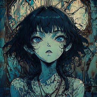 Highly Detailed, High Quality, Masterpiece, Beautiful, Dominant, Dark Fantasy, Anime, 80Style, Only One, portrait,Dark Manga of