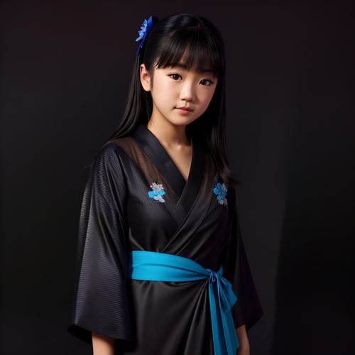 wallpaper, close up portrait of cute (AIDA_LoRA_MomoS:1.01) <lora:AIDA_LoRA_MomoS:0.7> in a (azure kimono dress:1.1) posing in front of (black background:1.5), little asian girl, pretty face, naughty, wearing kimono, kimono dress, Japanese national dress, cinematic, composition, studio photo, studio photo, kkw-ph1, hdr, f1.8 , getty images, (colorful:1.1)
