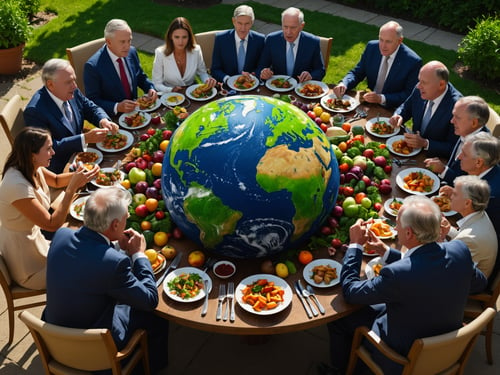 globalist elites eating earth, extremely detailed, 8k, 35mm photograph, amazing natural lighting, brilliant composition