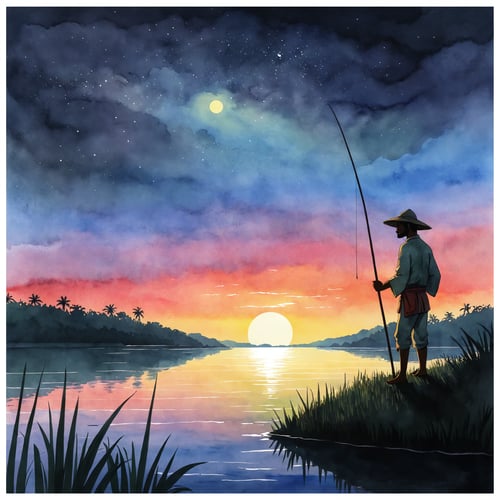 FISHING BY THE SUNSET