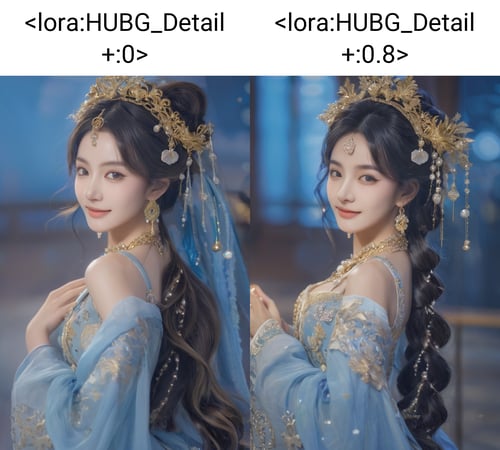 HUBG_Rococo_Style(loanword), 1girl, hanfu, Portrait of noble and graceful goddess, dressed in blue and gold, elaborate coiffure hairstyle, dark hair, decoration, 16K, UHD, HDR, Brilliant scene with bright lights, mist, numerous decorations, joyful atmosphere, light smile,HDR, IMAX, 8K resolutions, ultra resolutions, magnificent, best quality, masterpiece,cinematic scenes, cinematic shots, cinematic lighting, volumetric lighting, ultra-detailed,<lora:HUBG_Detail +:0>  <lora:HUBG_Mecha_Armor SDXL v1.0:0.6> <lora:HUBG_MEINIANG SDXL v1.0:0.8>