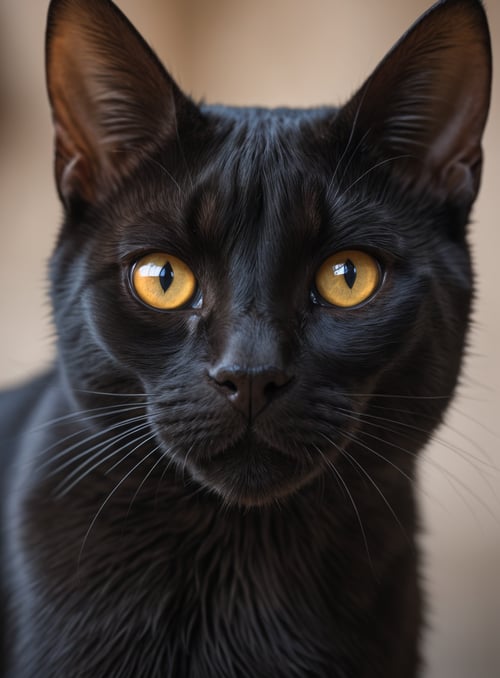 (Face portrait Photo of a bombay cat detailed eyes)