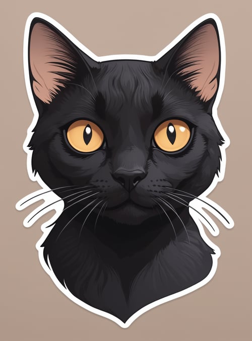 (Face portrait Photo of a bombay cat detailed eyes), Sticker, Cute sticker, Kawaii sticker, die-cut, plain background, illustration minimalism, vector, pastel colors, kawaii