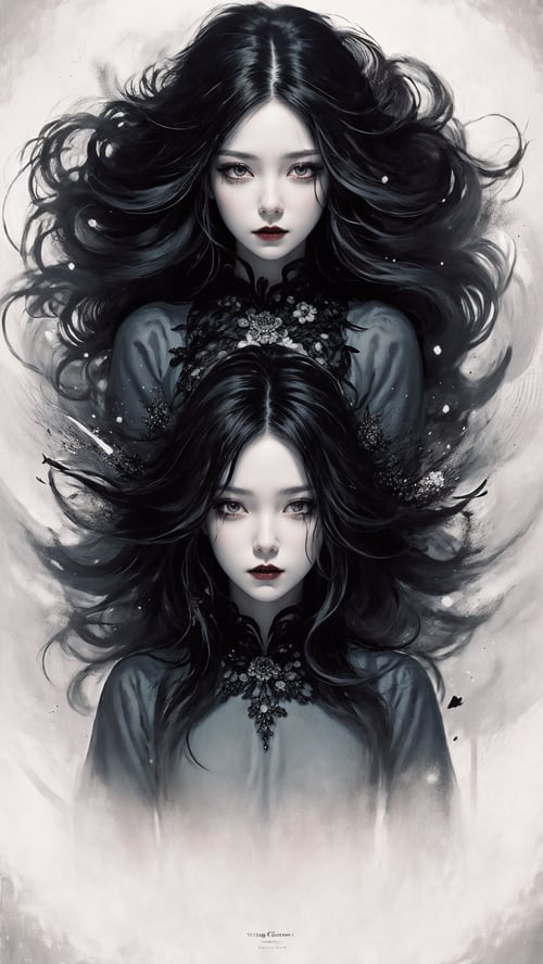 1girl,laugh, crazy, long white hair, snow princess, dark fairy tale, gloomy style,black crown, evil vibe,Gothic style, high definition,Rich in intricate details. 8K,Illustration,gorgeous art style,Baroque-style patterns