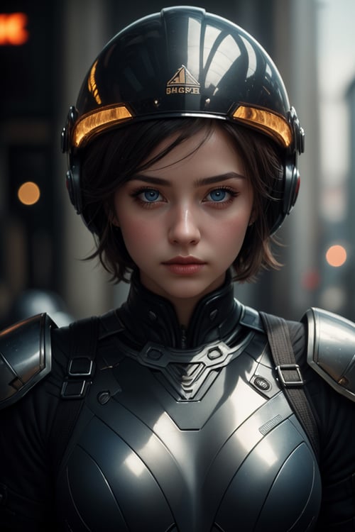 (best quality, 4k, 8k, highres, masterpiece:1.2), ultra-detailed, (realistic, photorealistic, photo-realistic:1.37), hyper realistic, 1girl,looking at viewer,short hair,blue eyes,upper body,armor,lips,blurry background,helmet,science fiction,realistic <lora:add_more_details_v3:1>