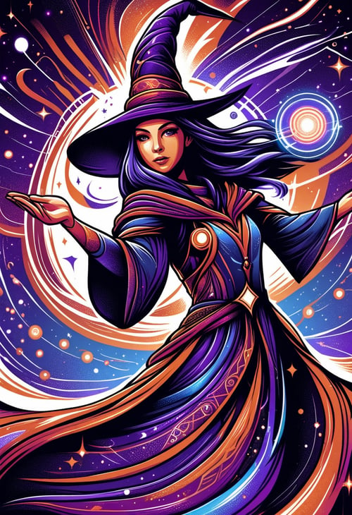 DonM0m3g4XL  female wizardess, simple backgroud <lora:DonM0m3g4XL:1>
