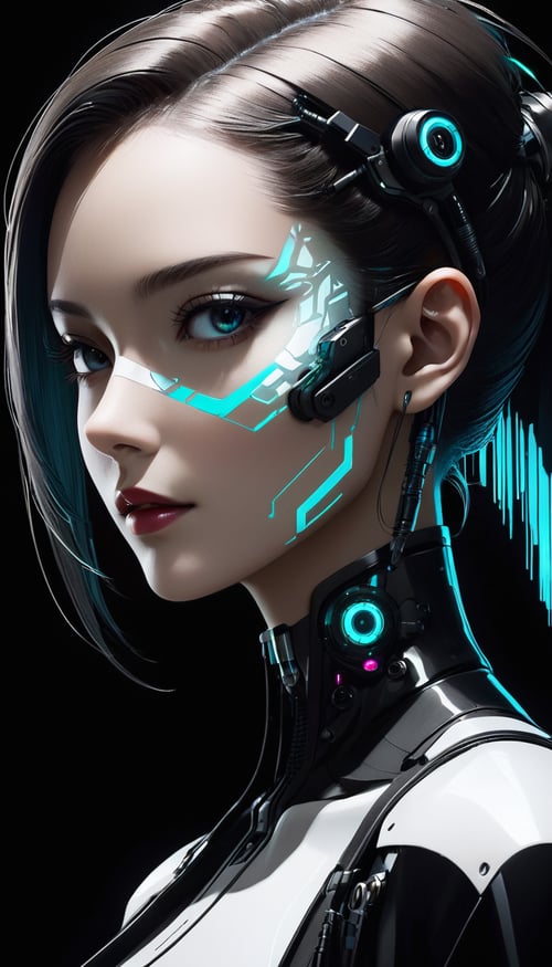 cyberpunk,1girl,Elegant,Portrait Photogram,detailed gorgeous face,