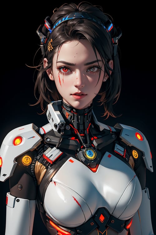 1mechanical girl,((ultra realistic details)), portrait, detailed face,global illumination, shadows, octane render, 8k, ultra sharp,metal,intricate, ornaments detailed, cold colors, egypician detail, highly intricate details, realistic light, trending on cgsociety, glowing eyes, facing camera, neon details, machanical limbs,blood vessels connected to tubes,mechanical cervial attaching to neck,wires and cables connecting to head,blood,killing machine