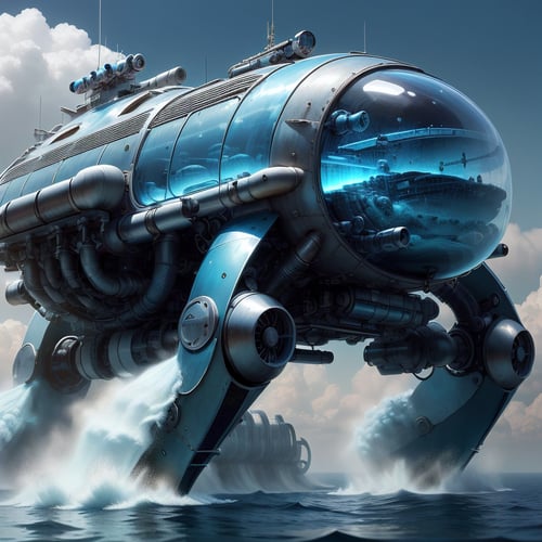 <lora:HydroTech-20:0.8>,hydrotech ,   scifi,  aquatic , vehicle, 