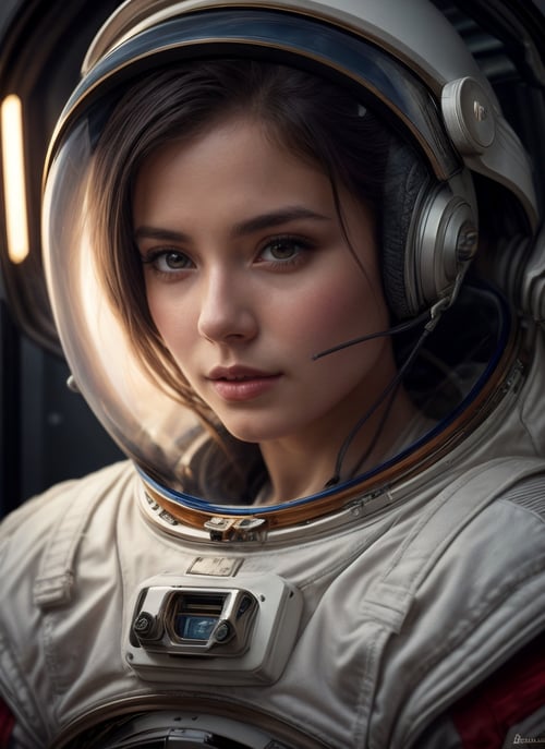 HDR, 8K resolution, intricate detail, sophisticated detail, depth of field, photorealistic, sharp focus, Portrait of an astronaut visor reflecting a nebula space station above Earth, portrait, elegant, intricate, digital painting, artstation, concept art, smooth, sharp focus, illustration, art by artgerm and greg rutkowski and alphonse mucha, <lora:add_detail:0.85>,