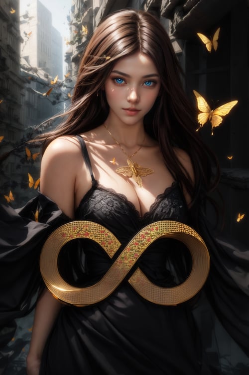 8k portrait of beautiful cyborg with brown hair, intricate, elegant, highly detailed, majestic, digital photography, art by artgerm and ruan jia and greg rutkowski surreal painting gold butterfly filigree, broken glass, (masterpiece, sidelighting, finely detailed beautiful eyes: 1.2), hdr, (detailed background window to a new dimension, plants and flowers:0.7) <lora:more_details:0.5> infinity, infinite symbol,