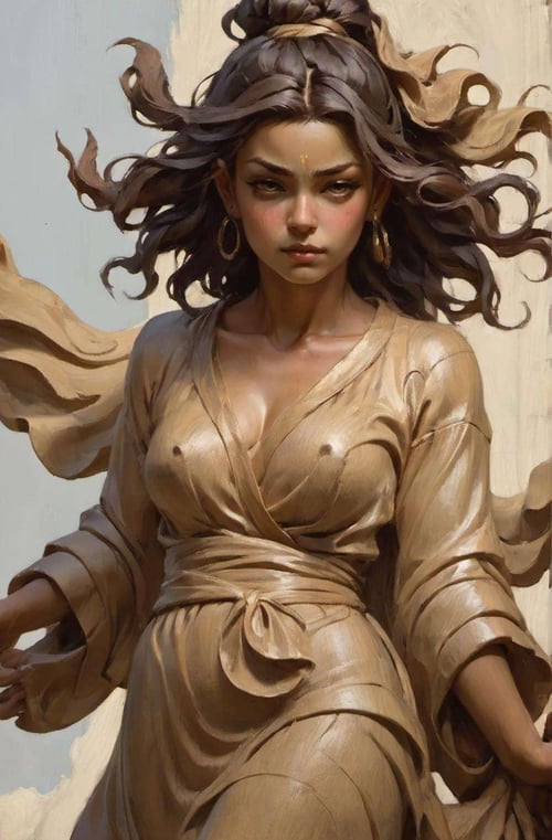 <lora:mudiao (2):0.7>,(by peter mohrbacher),(masterpiece, best quality),(Wood carving style:1.3),(wrapped in cloth on the chest:1.2),(looking at viewer:1.2),(the face of european and american women:1.3),cluttered bedroom,(strikingly beautiful:1.2),dynamics of being blown by the wind under long hair batches,young petite icelandic woman stretched out,(detailed face),frowning,brown hair,relaxed,under lit,narrow waist,focused gaze,<lora:niji3D_test_v2:0.5>,