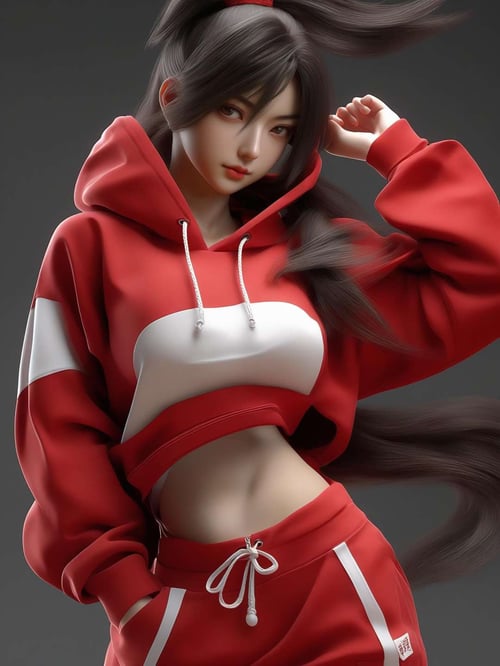 Mai Shiranui，女孩，旗袍，Dream, cute girl on a red hoodie, in the style of yuumei, realistic hyper - detailed rendering, yumihiko amano, zhang jingna, wiccan, trace monotone, rtx on ，細緻的背景
