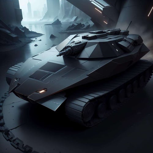<lora:StealthTech-20:0.8>, stealthtech ,scifi ,cutting edge , sleek  angular ,tank , turret, 