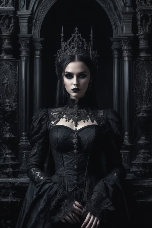 Gothic style ((full body)), (RAW photo), (8k), (masterpiece),beautiful woman,  looking at viewer,  . Dark, mysterious, haunting, dramatic, ornate, detailed