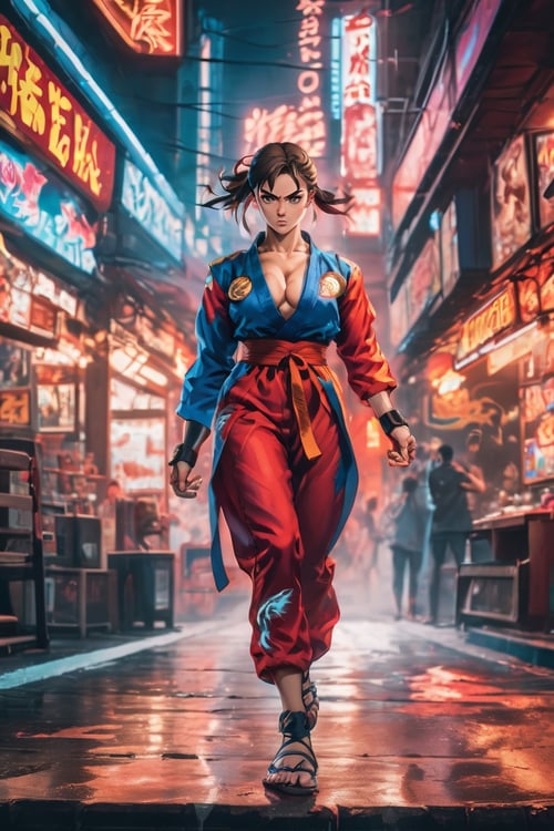 Street Fighter style ((full body)), (RAW photo), (8k), (masterpiece),beautiful woman,  looking at viewer,  . Vibrant, dynamic, arcade, 2D fighting game, highly detailed, reminiscent of Street Fighter series