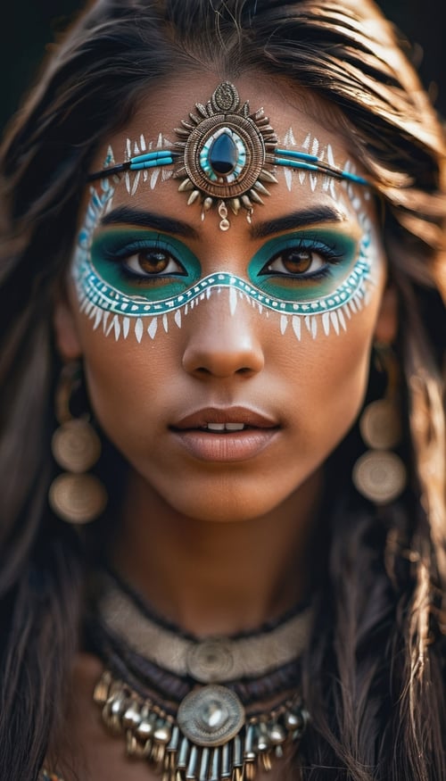 photo of a award winning photography, Elke vogelsang, Aztec maya fantasy, detailed skin, skin pore, fantasy magic, long hair , intricate, sharp focus, highly detailed,